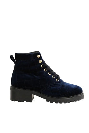 Boots à lacets Sandro Bleu en Velours, taille 39 - Seconde Main