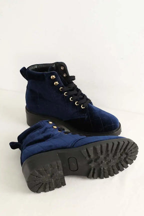 Boots à lacets Sandro Bleu en Velours
