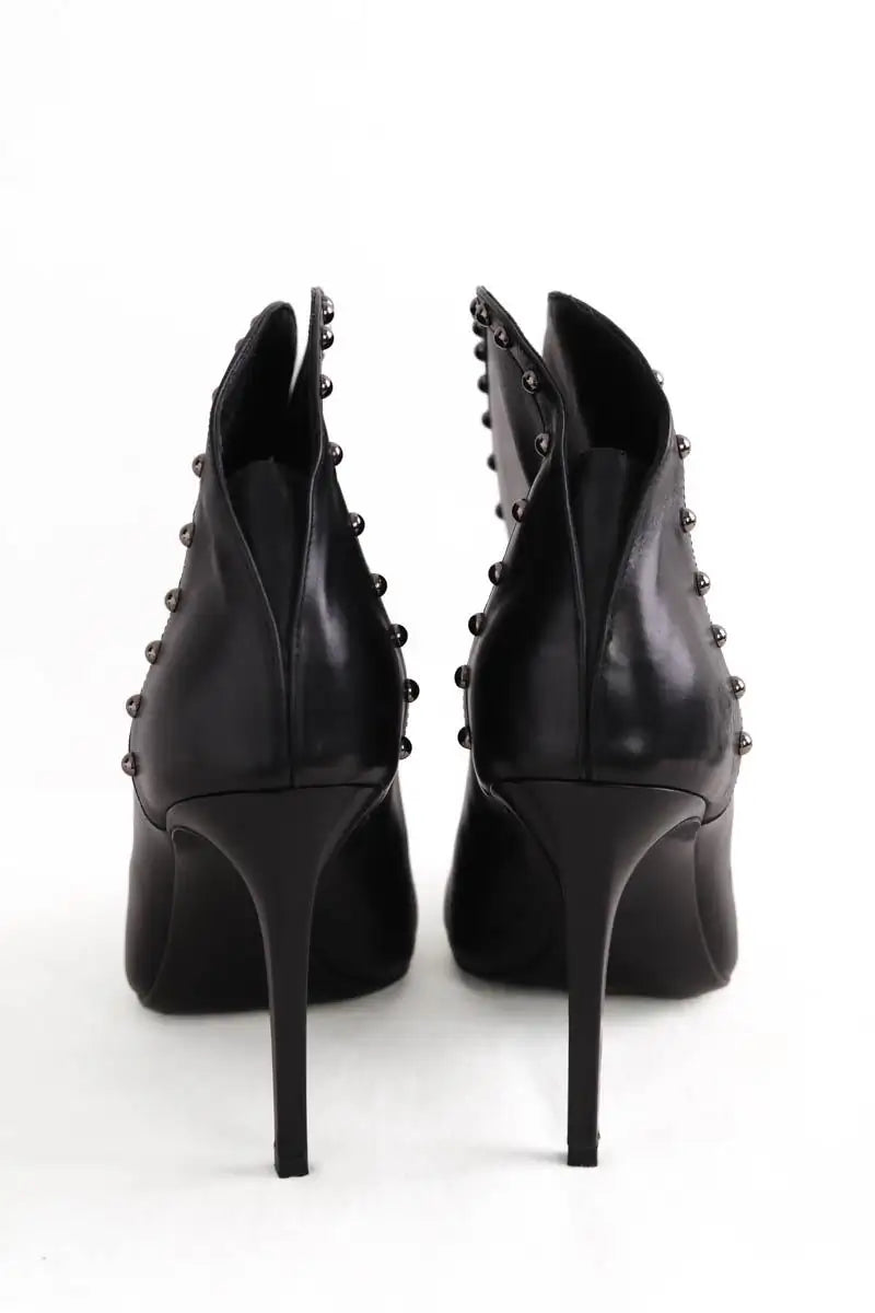Boots Balmain Studded accents lace Noir en Cuir