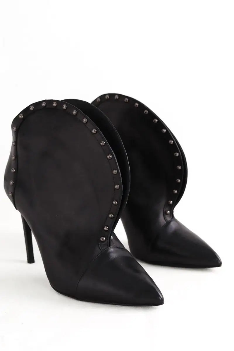 Boots Balmain Studded accents lace Noir en Cuir