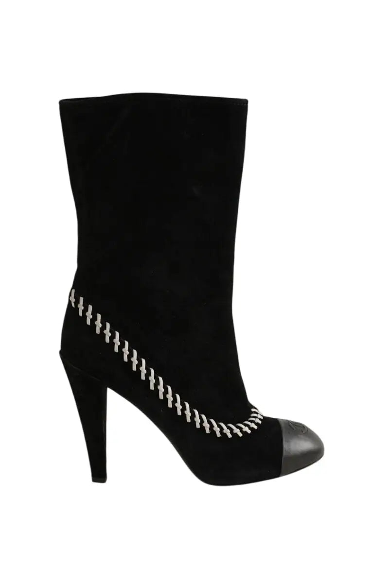 Boots Chanel Noir en Daim, taille 41 - Seconde Main