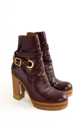 Boots Chloé Bordeaux en Cuir