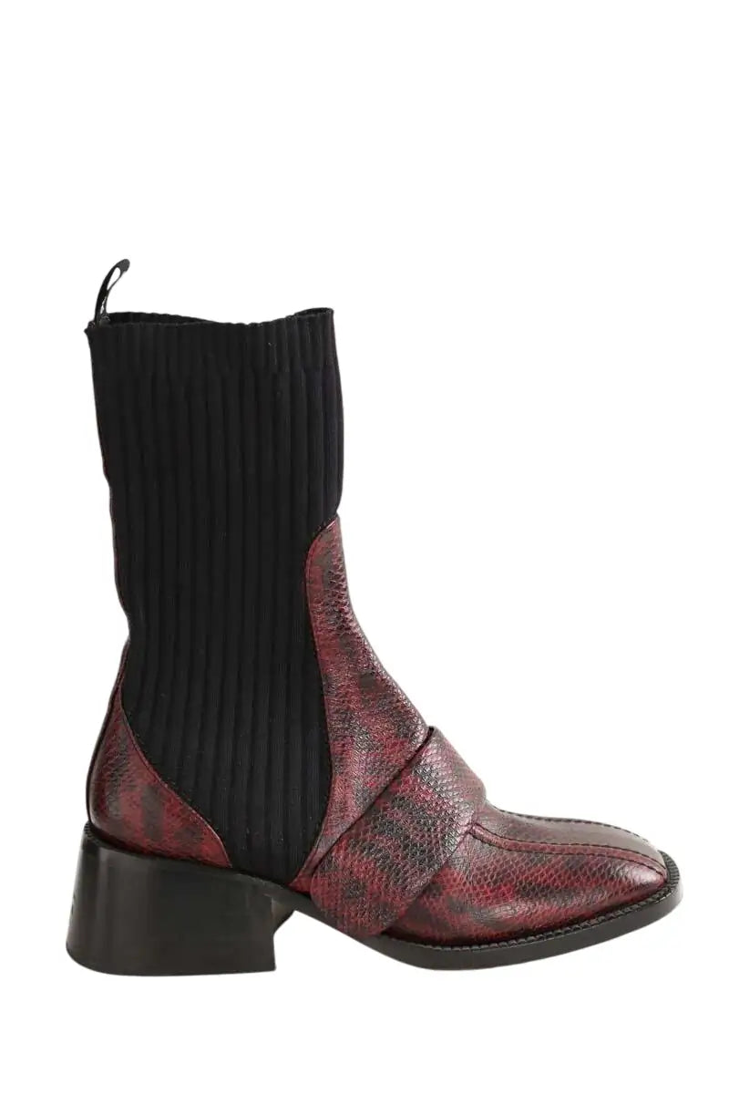 Boots Chloé Bordeaux en Cuir, taille 39 - Seconde Main