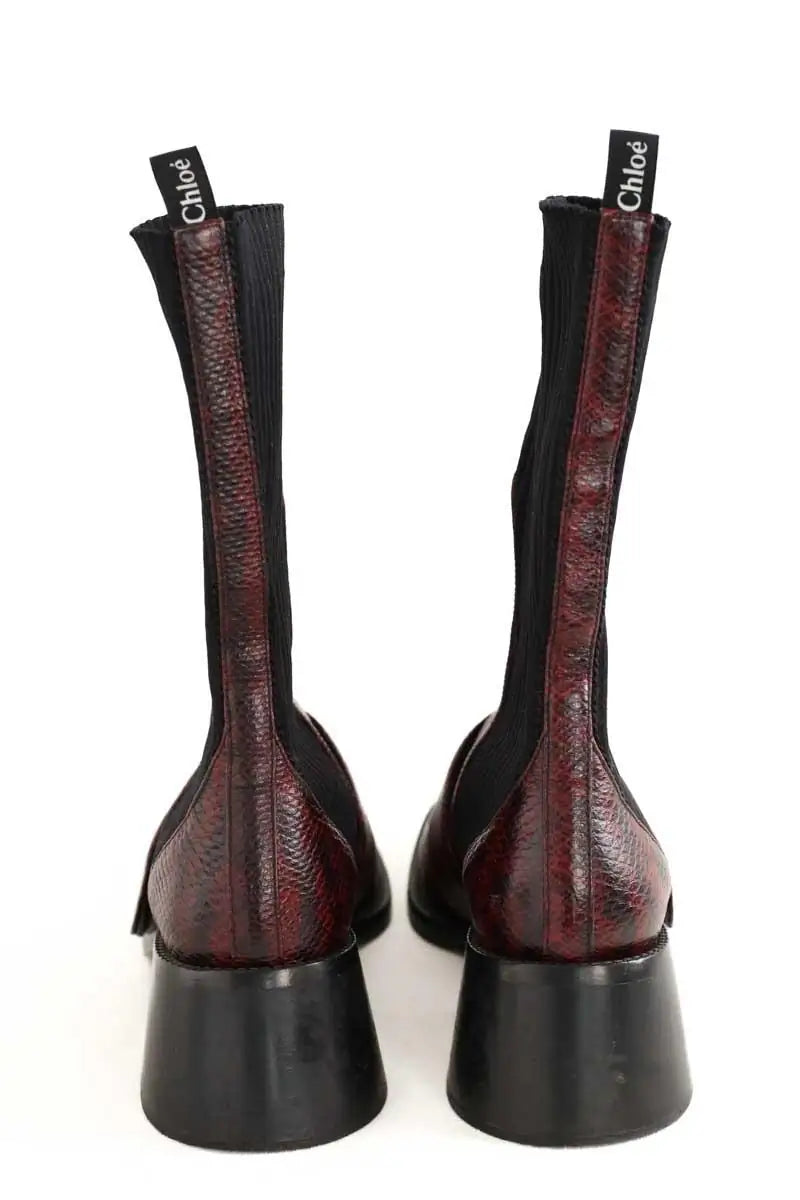 Boots Chloé Bordeaux en Cuir