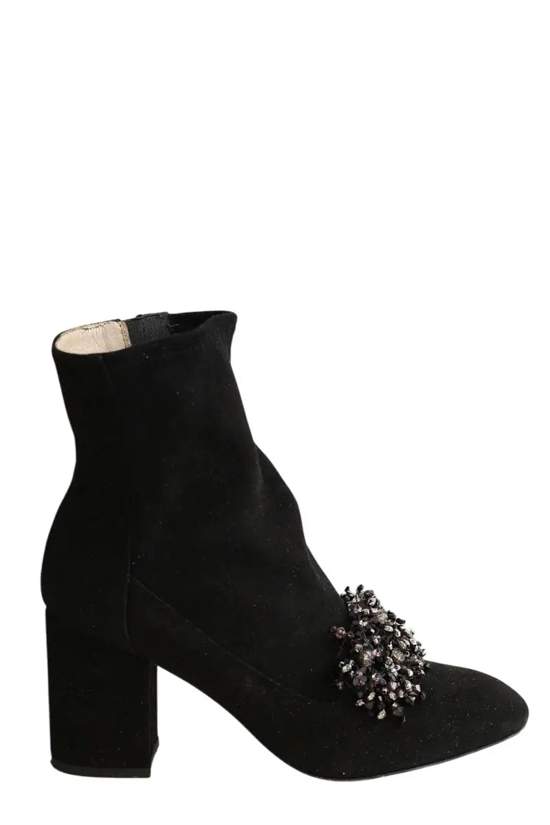 Boots Elie Saab Noir en Daim, taille 37 - Seconde Main