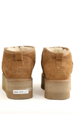 Boots fourées Ugg Classic Ultra Mini à plateforme Camel en Daim