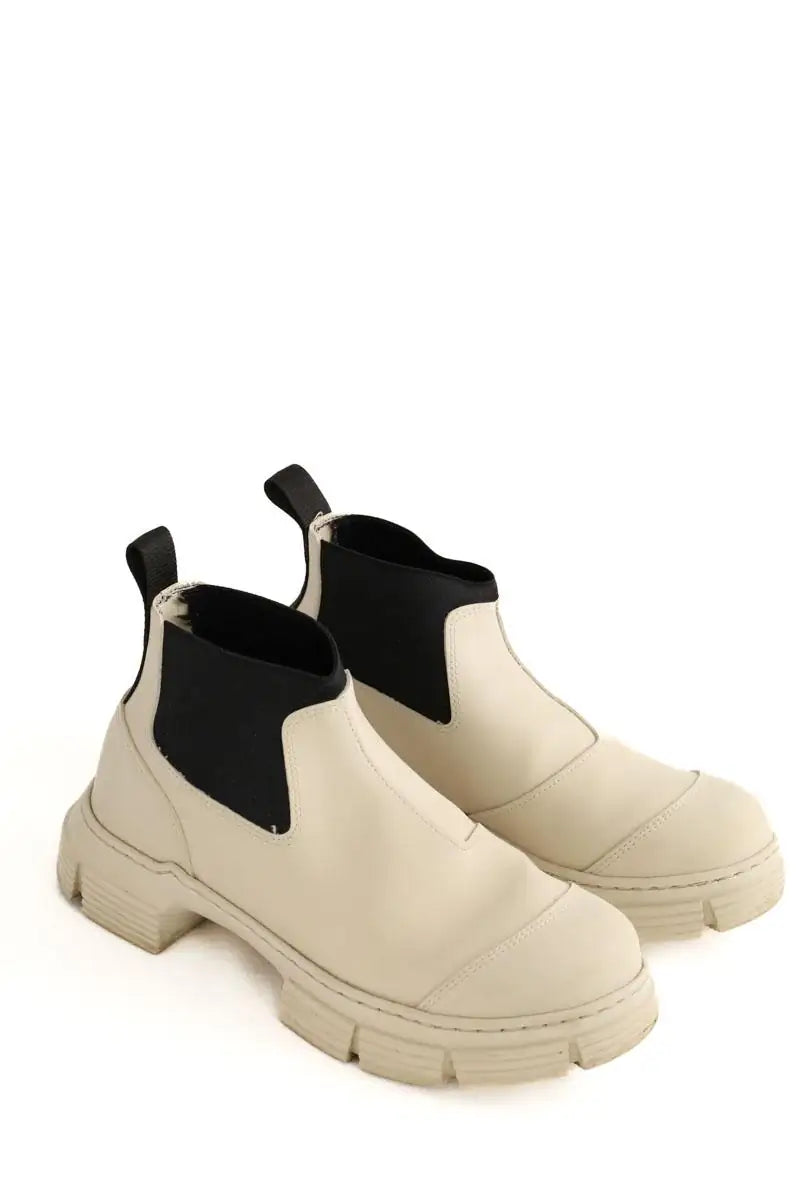 Boots Ganni Crop city rubber Beige en Plastique