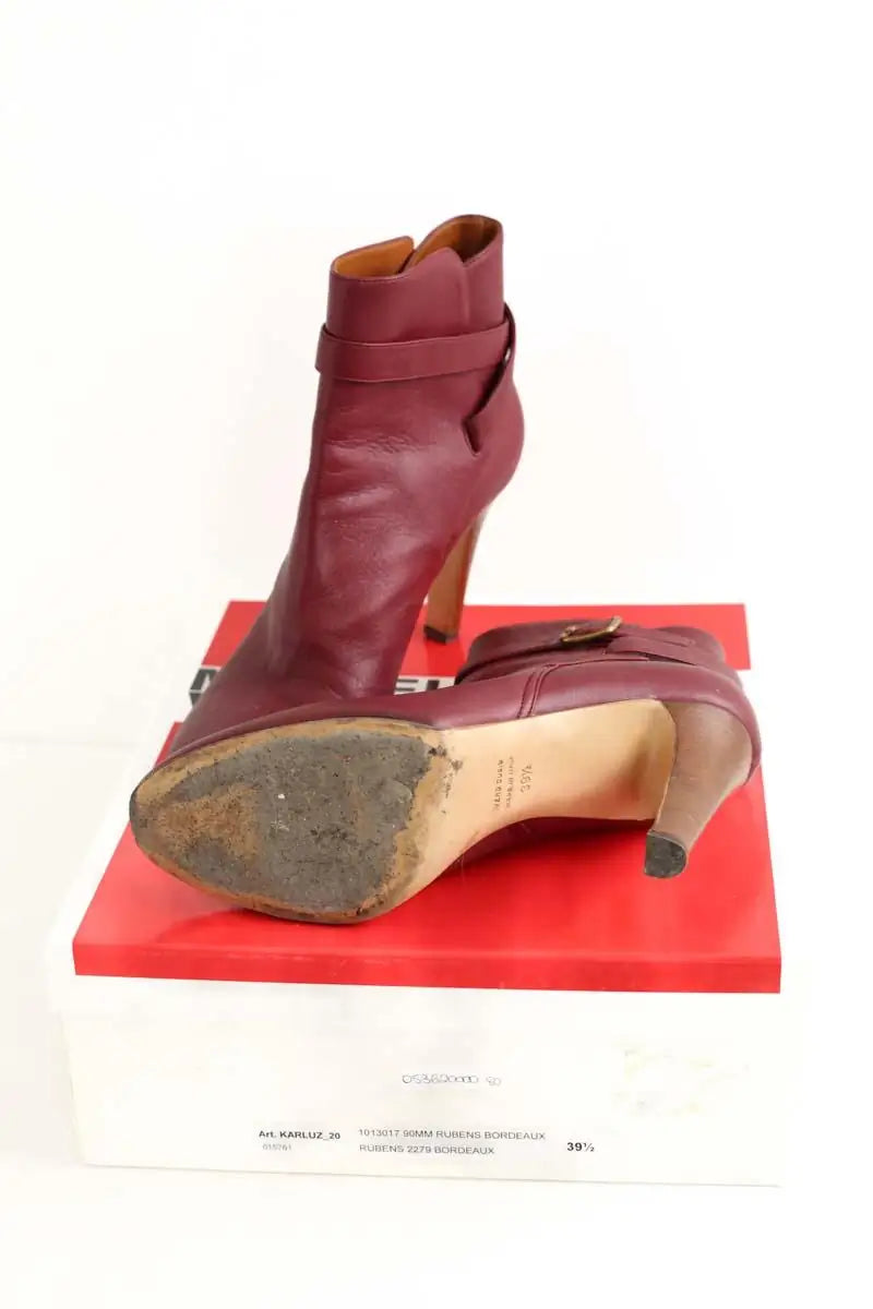 Boots Michel Vivien Bordeaux en Cuir