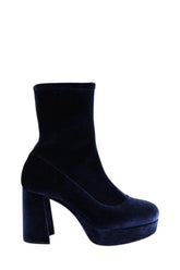 Boots Miu Miu High heel ankle Bleu en Velours, taille 38 - Seconde Main