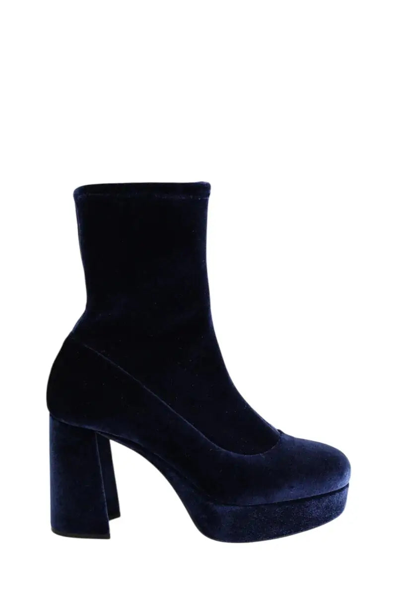 Boots Miu Miu High heel ankle Bleu en Velours, taille 38 - Seconde Main