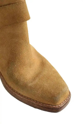 Boots motardes RE/DONE Camel en Daim