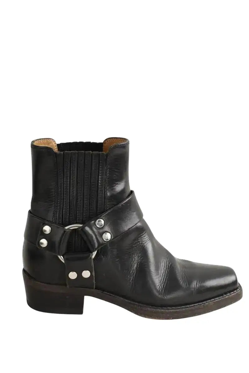 Boots motardes RE/DONE Noir en Cuir, taille 36 - Seconde Main