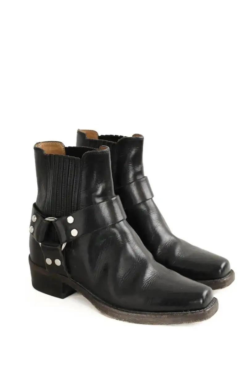 Boots motardes RE/DONE Noir en Cuir