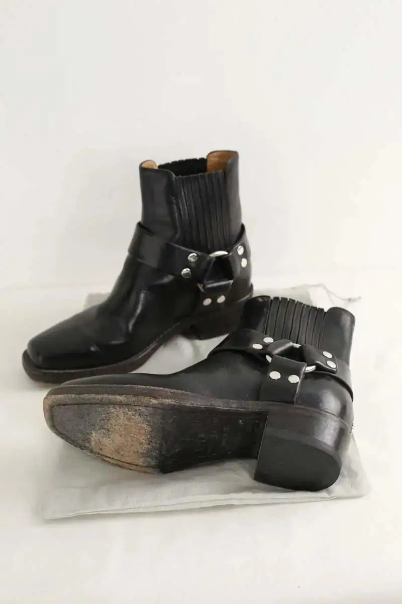 Boots motardes RE/DONE Noir en Cuir