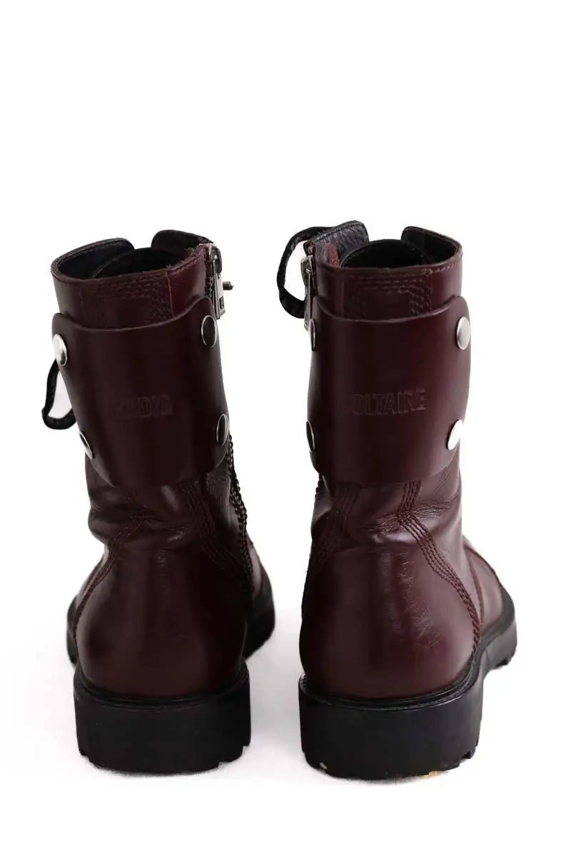 Boots motardes Zadig & Voltaire Bordeaux en Cuir