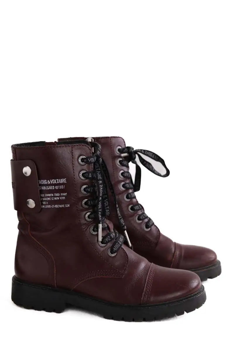 Boots motardes Zadig & Voltaire Bordeaux en Cuir