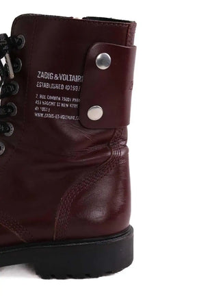 Boots motardes Zadig & Voltaire Bordeaux en Cuir