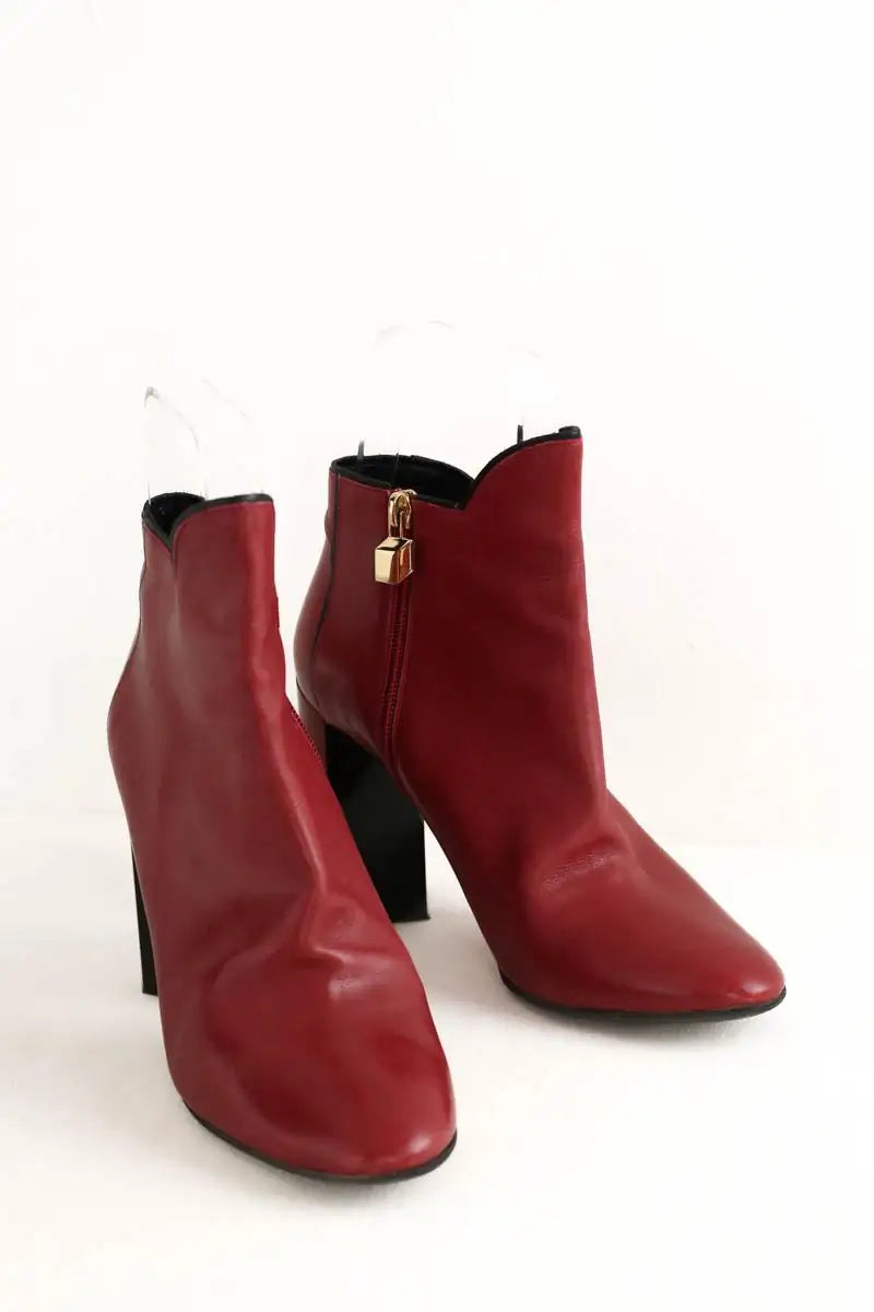 Boots Pierre Hardy Rouge en Cuir