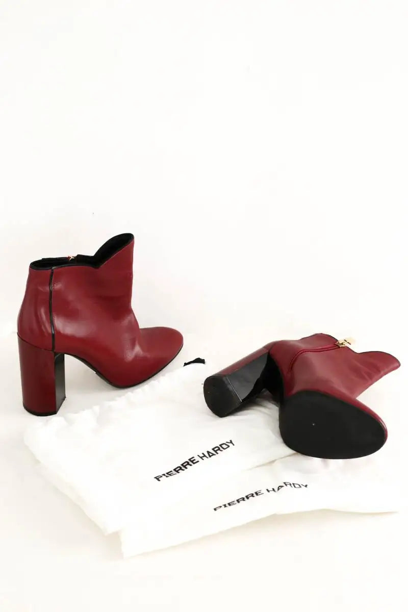Boots Pierre Hardy Rouge en Cuir