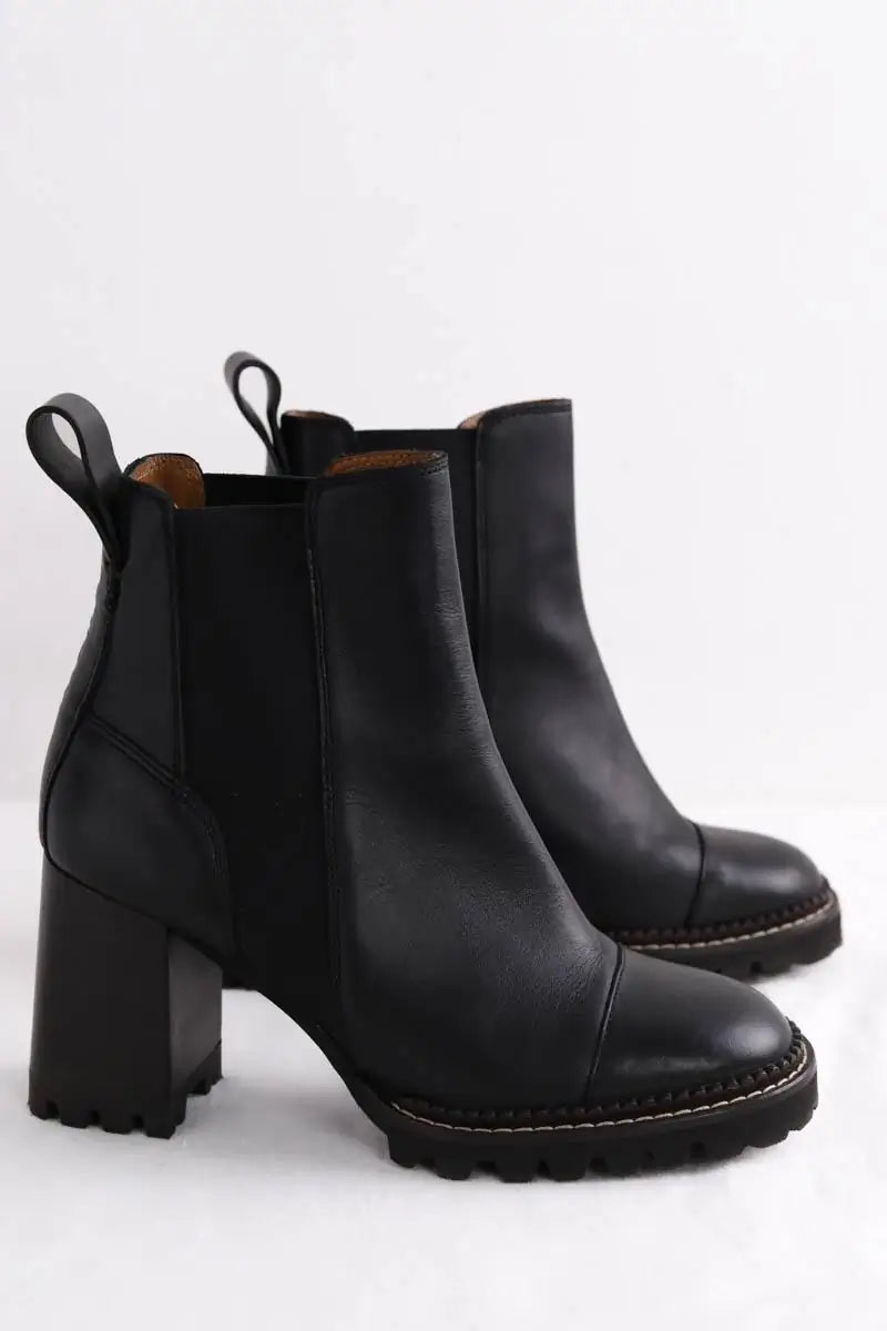 Boots See By Chloé Noir en Cuir