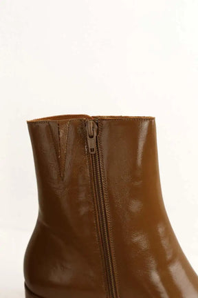 Boots Sézane Léonie Marron en Cuir verni