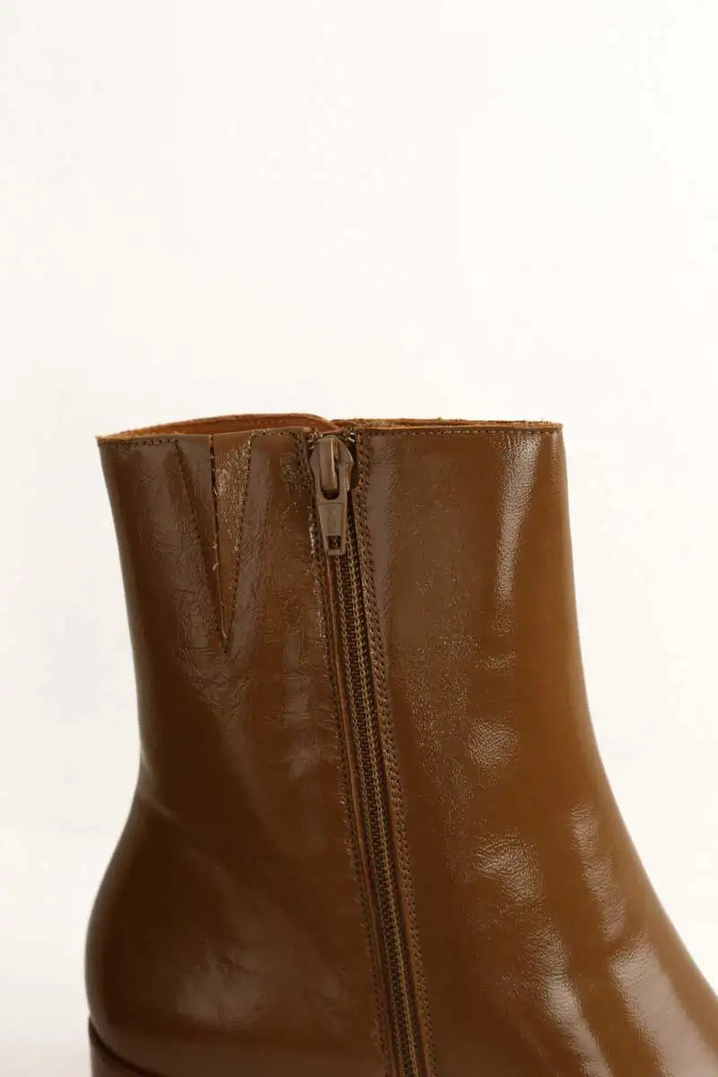 Boots Sézane Léonie Marron en Cuir verni