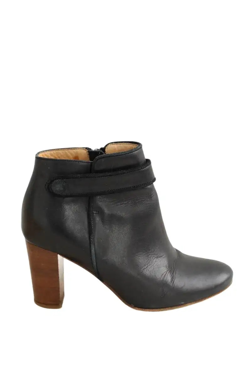 Boots Sézane Noir en Cuir, taille 35 - Seconde Main