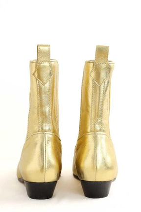 Boots Socque Doré en Cuir