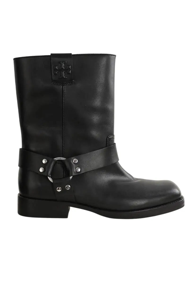 Boots Tory Burch Double T moto boot Noir en Cuir, taille 42 - Seconde Main