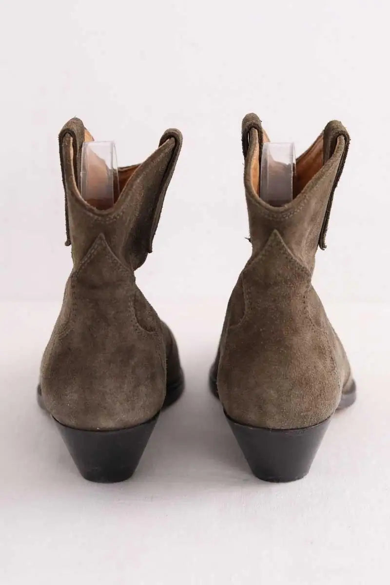 Boots western Isabel Marant Kaki en Daim
