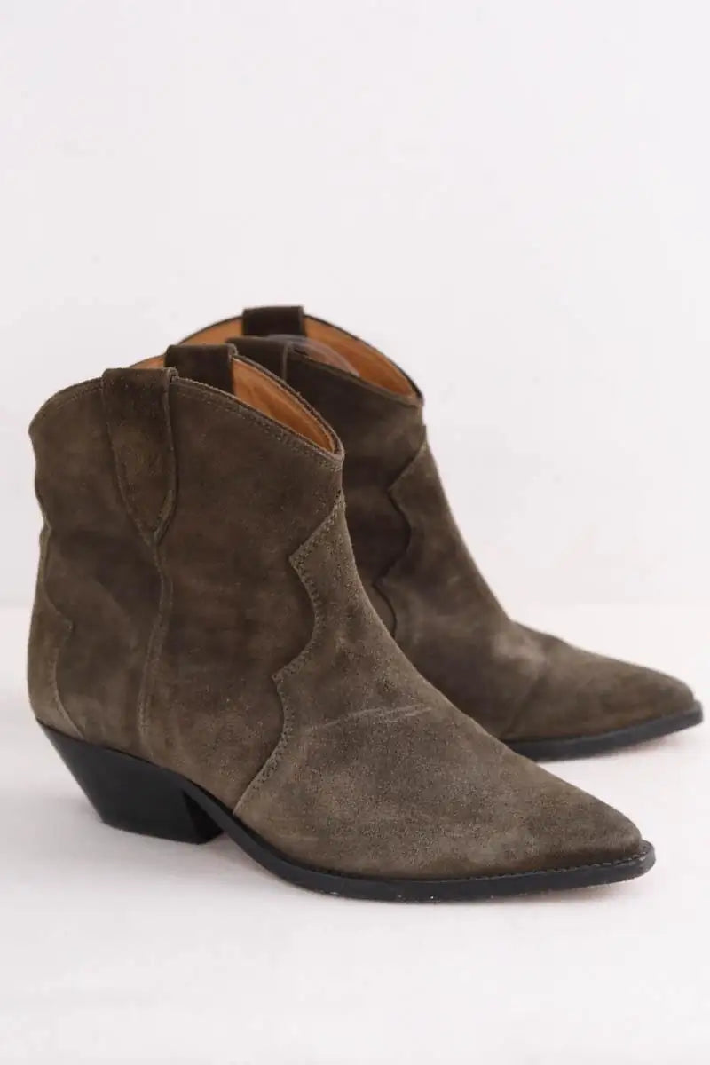 Boots western Isabel Marant Kaki en Daim