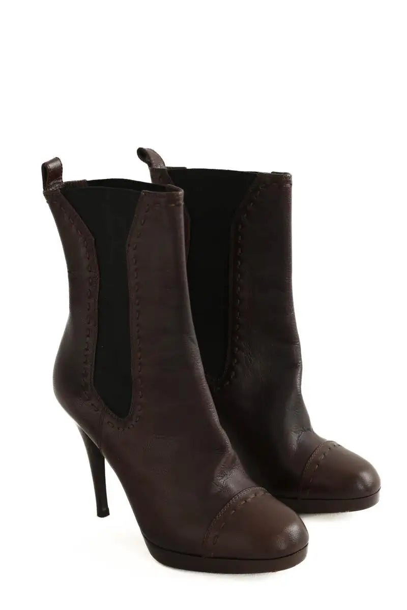 Boots Yves Saint Laurent Marron en Cuir