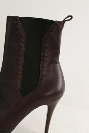Boots Yves Saint Laurent Marron en Cuir