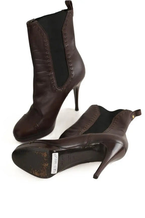 Boots Yves Saint Laurent Marron en Cuir