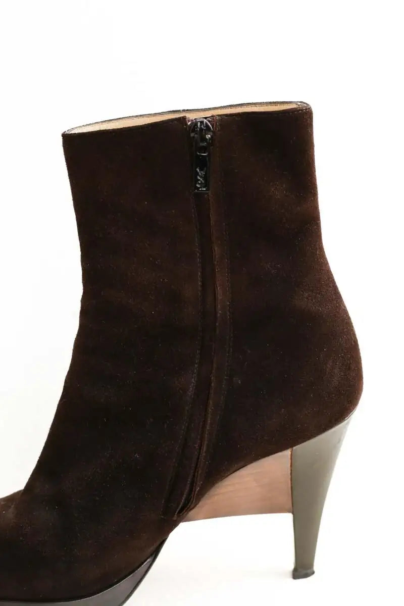 Boots Yves Saint Laurent Marron en Daim