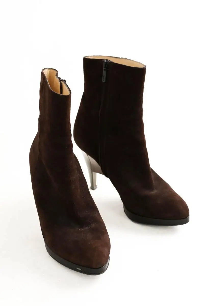 Boots Yves Saint Laurent Marron en Daim
