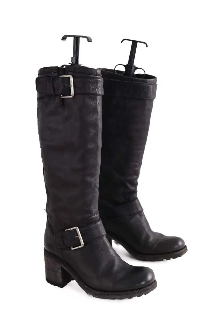 Bottes de motard Free Lance Noir en Cuir