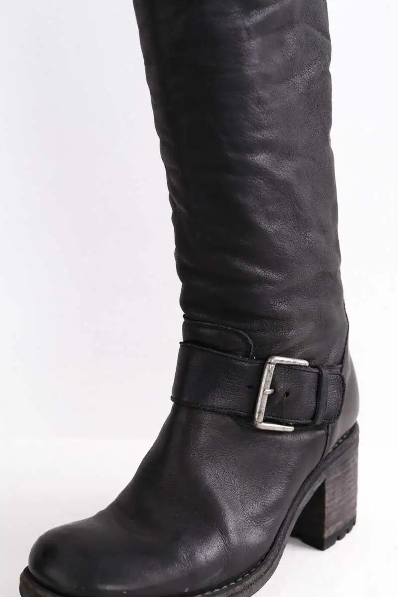 Bottes de motard Free Lance Noir en Cuir