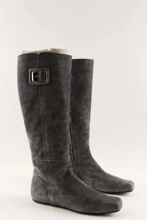 Bottes d'équitation Roger Vivier Gris en Daim