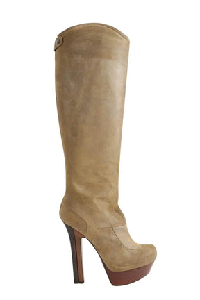 Bottes Fendi Kaki en Daim, taille 38 - Seconde Main