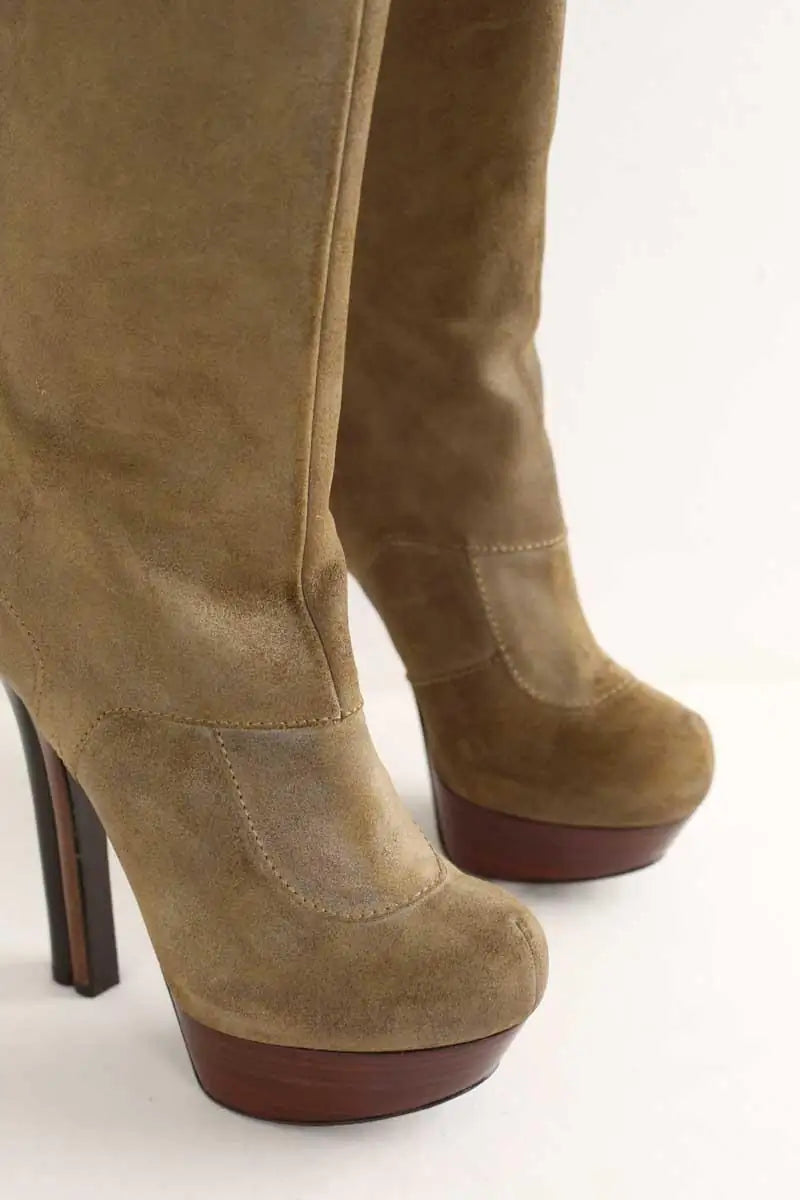 Bottes Fendi Kaki en Daim