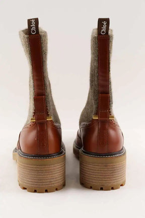 Bottes fourées Chloé Marron en Cuir