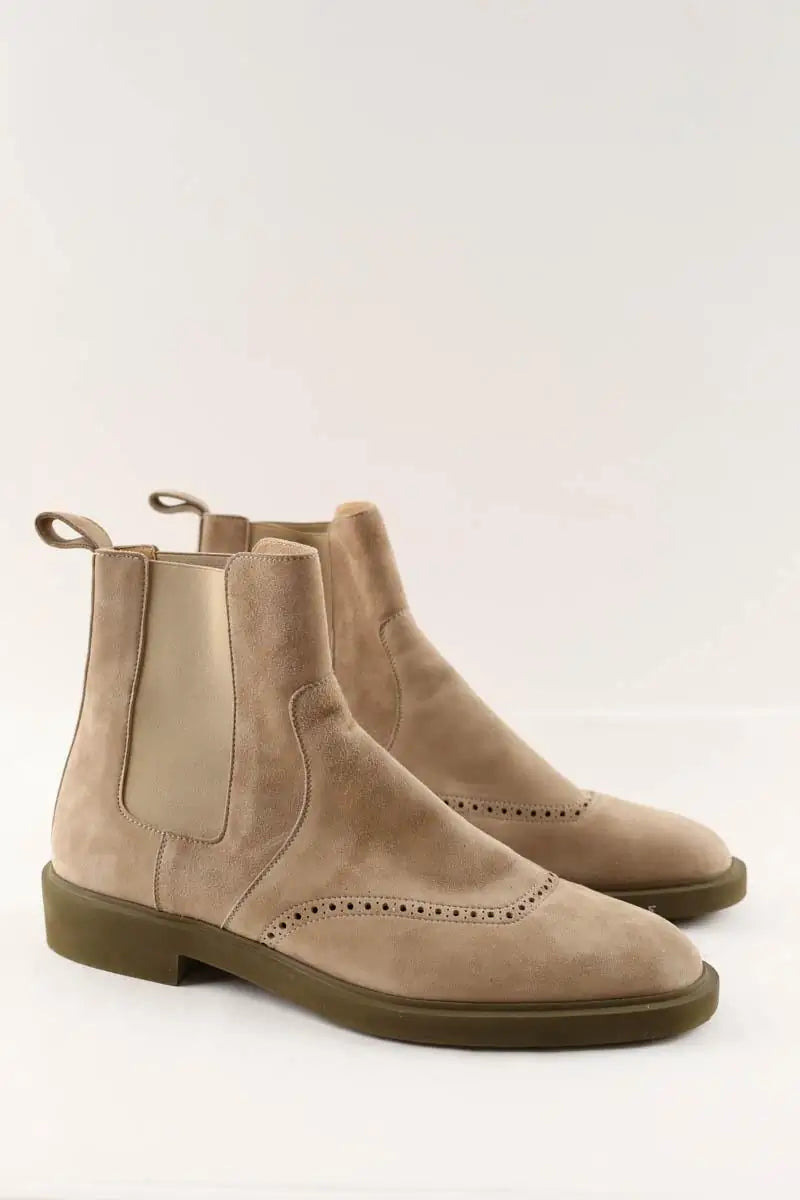 Bottes Hermès Bottines Ebony Beige en Daim