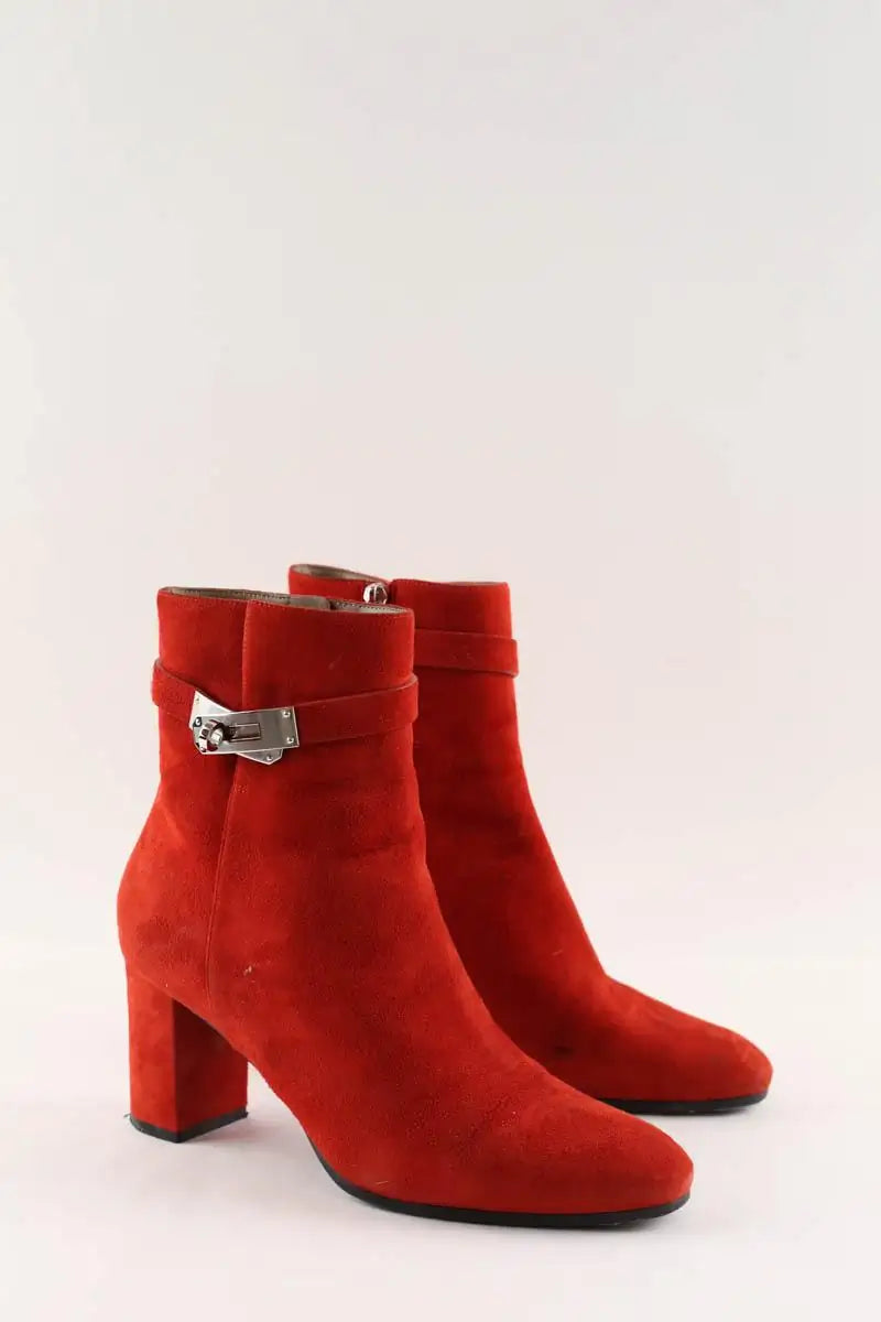 Bottes Hermès Rouge en Daim