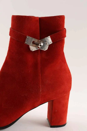 Bottes Hermès Rouge en Daim