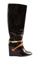 Bottes Louis Vuitton Marron en Cuir verni, taille 40 - Seconde Main