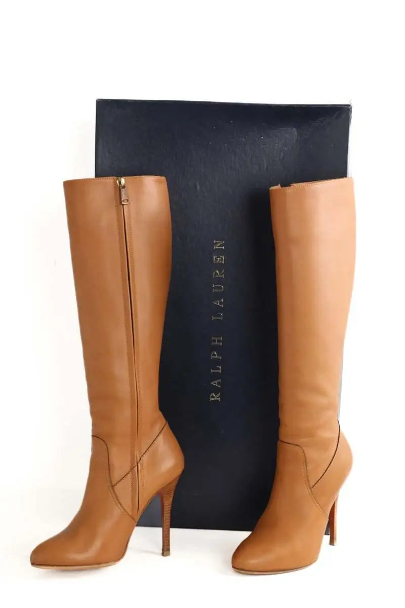 Bottes Ralph Lauren Camel en Cuir