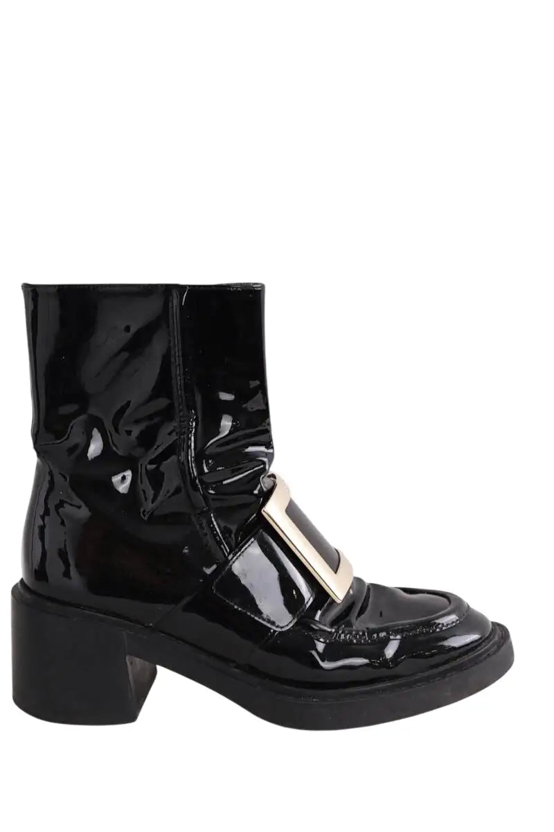 Bottes Roger Vivier Noir en Cuir verni, taille 37 - Seconde Main
