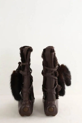 Bottes Saint Laurent Marron en Cuir