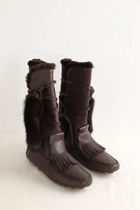 Bottes Saint Laurent Marron en Cuir